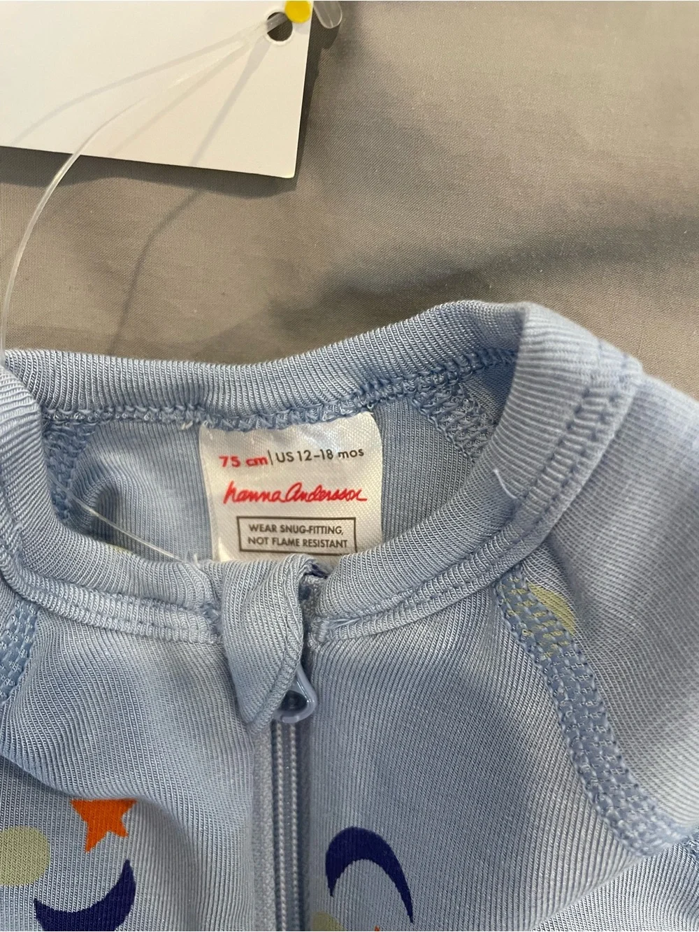 Hanna Andersson Light Blue Moon & Star Zip Pajama Sleeper
